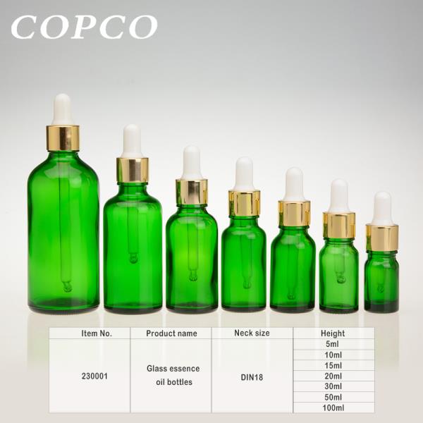 Glass essence oil bottles - Green #230001